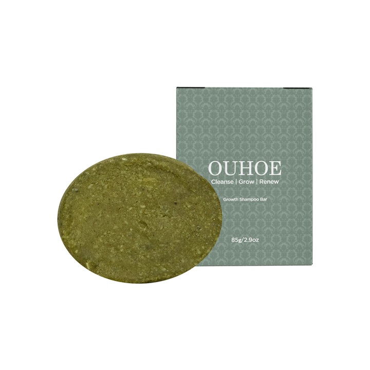 Твърд шампоан OUHOE, арган, кокосово масло, зелен, 100g