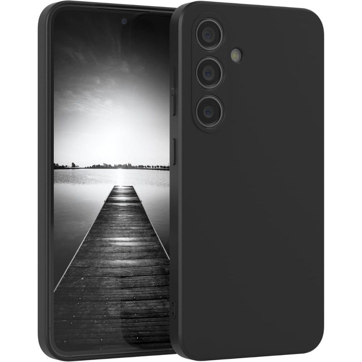 Husa Silicon Jelly Liquid, Compatibil cu Samsung Galaxy A56, Ultra Slim, din silicon high tech, Protectie la Camera, Negru