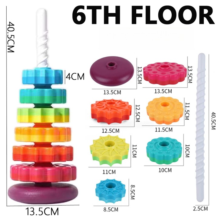 Въртяща се кула за деца на 6 нива – Игра за подреждане, развива фината моторика