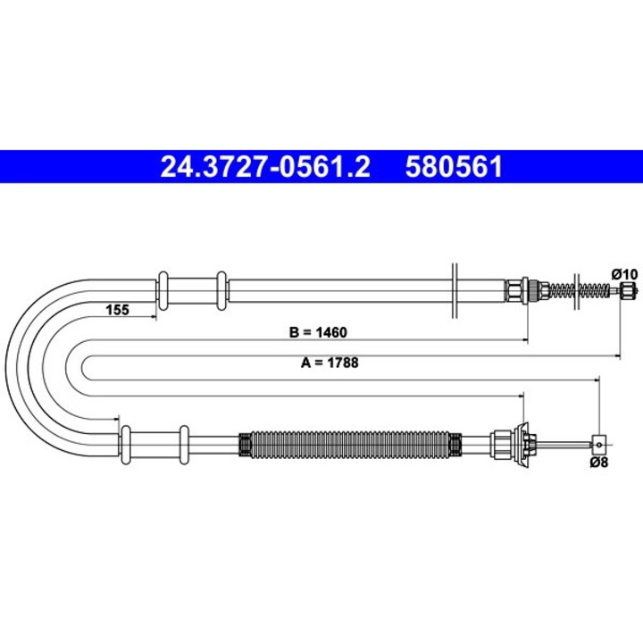 Кабел, Ръчна Спирачка 24.3727-0561.2 Fiat Doblo