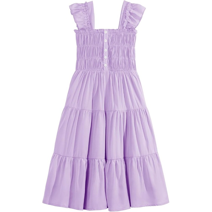 Nyári ruha, Rolanko, lila, puffos ujjú, A-vonalú