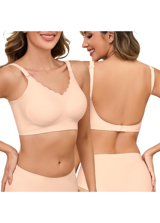 Varat nélküli melltartó, levehető pántok, testszínű, XL INTL