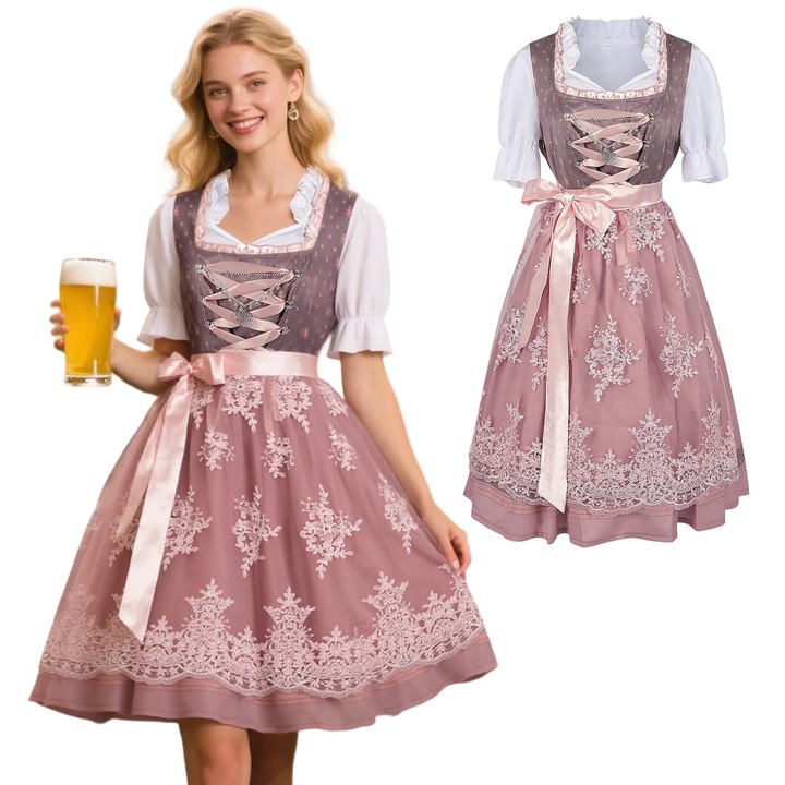 Rochie de dama bavareza Oktoberfest, traditionala, brodata, M