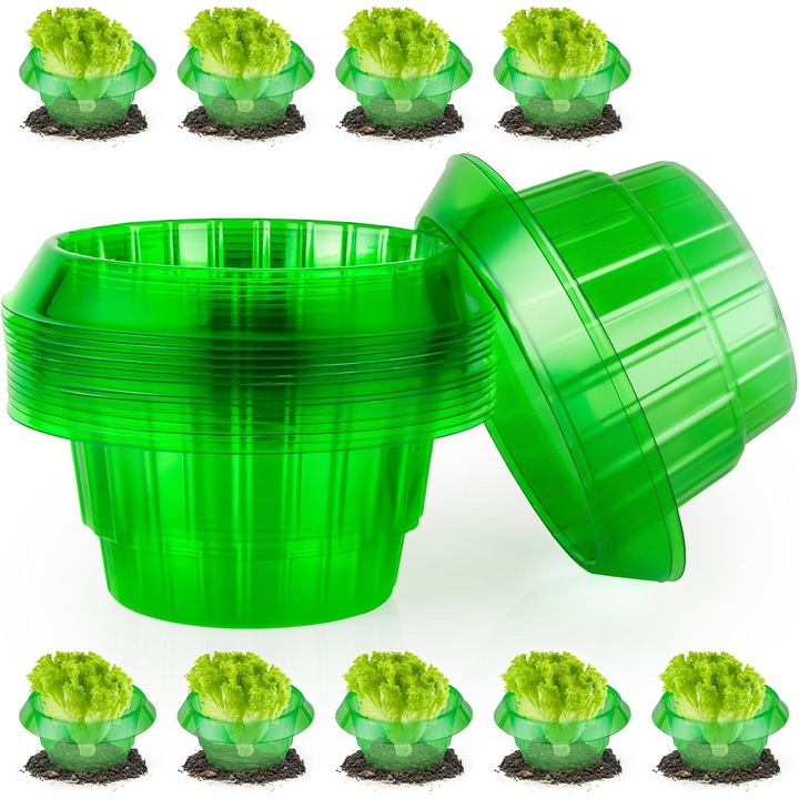 Комплект от 15 броя предпазни яки за растения срещу охлюви, зелени, 23х12см