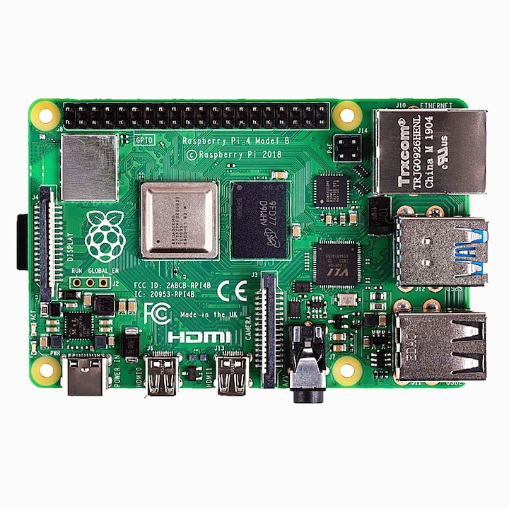 Основна платка Raspberry Pi 4 Model B 8GB, мощен процесор, разширени мултимедийни възможности, многоцветна, размери 85.6x56.5мм