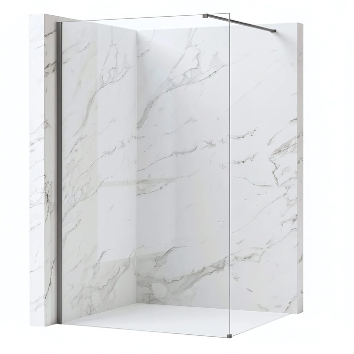 Panou de dus Rea Flexi Titanium, sticlă transparentă 8mm, 100x120cm, walk-in