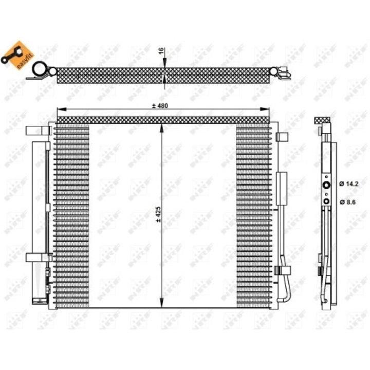 Kondenzátor, Klímaberendezés 350333 Hyundai Grand Santa Fé/Santa Fé 3