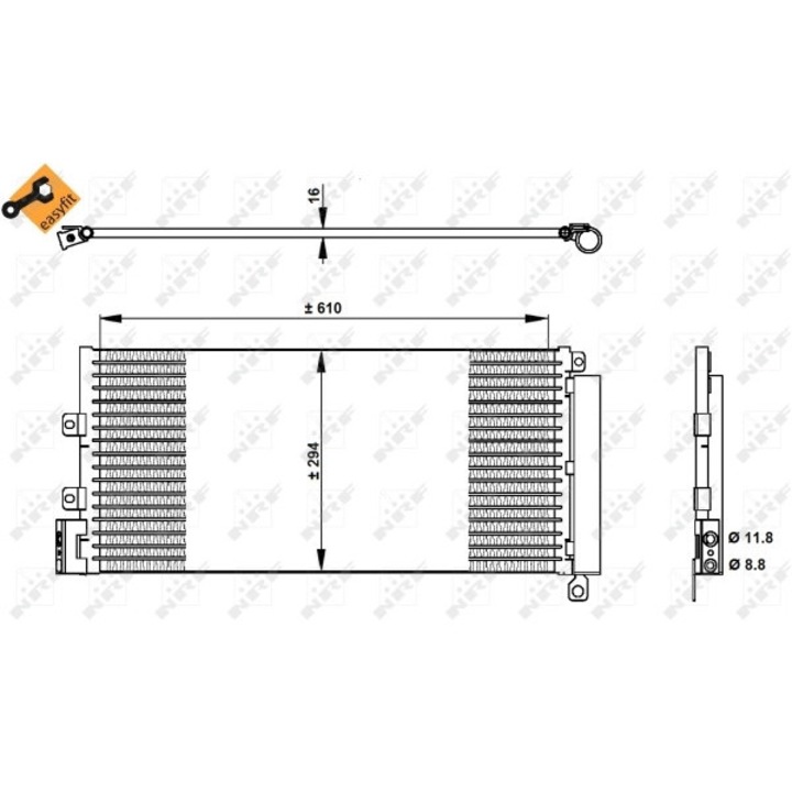 Kondenzátor, Klímaberendezés 350332 Fiat Linea