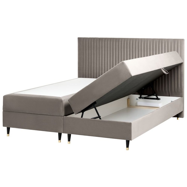 Boxspring ágy tárolóval Bársony Dame 180 x 200 cm Tópszín