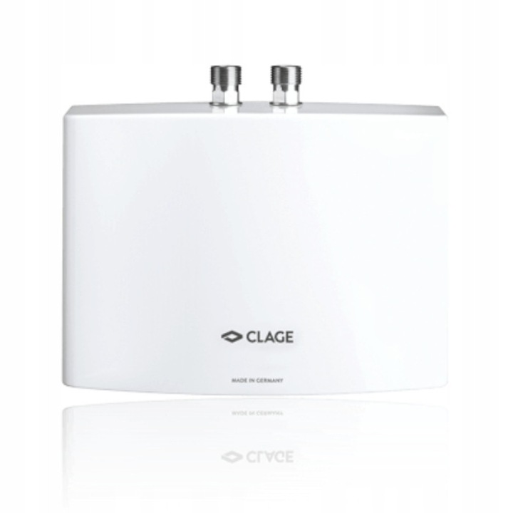 CLAGE Mi átfolyós vízmelegítő, 5,7 kW, 230 V, kompakt, 13,5x18,6x8,7 cm