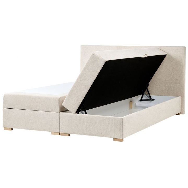Boxspring ágy tárolóval Major 180 x 200 cm Világosbézs