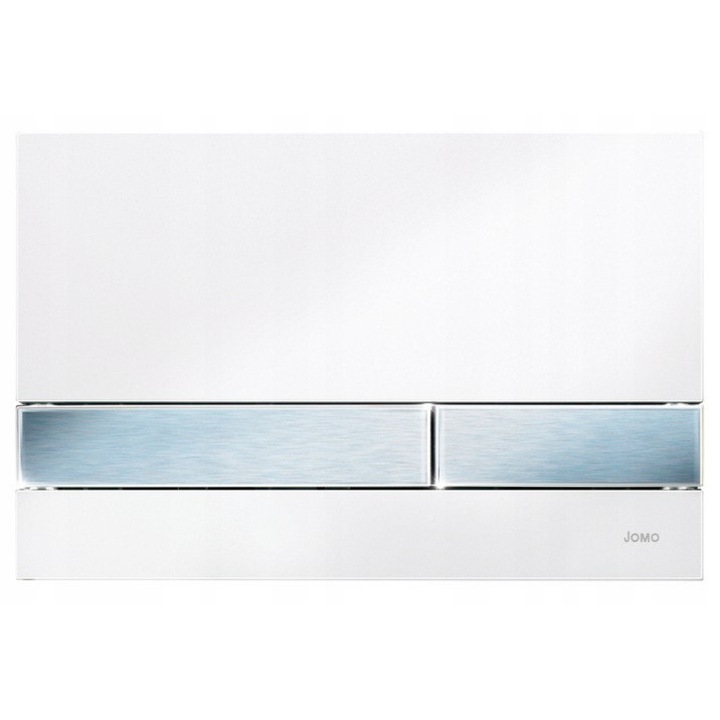 Buton spalare WC JOMO EXCLUSIVE 2.0 alb/efect otel periat, 25,5x16,8x1,4cm, set