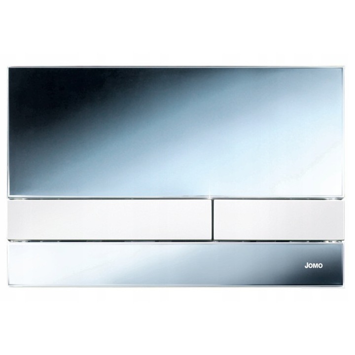 Buton de spalare WC set Jomo Exclusive 2.0, crom lucios, alb, 25,5x16,8x1,4cm