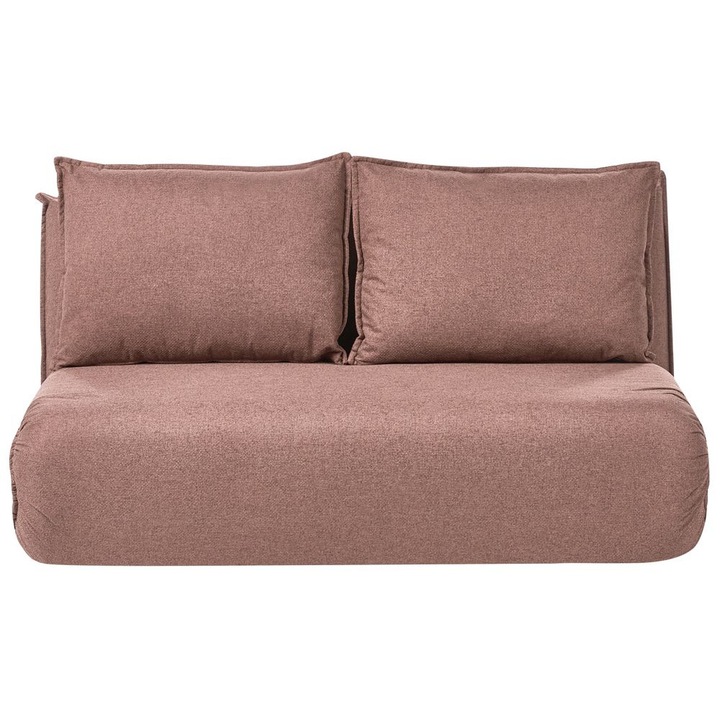 Canapea extensibila Beliani Roros, 2 locuri, functii de dormit si tapiterie sintetica, Maro, 136x88x76cm