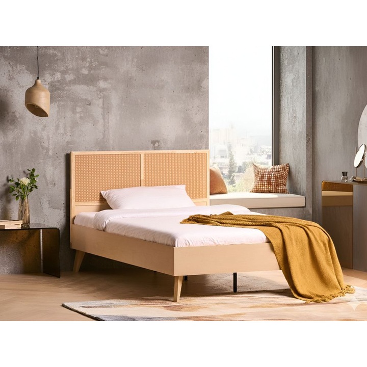 Pat cu lamele Ratan sintetic Monpazier 120 x 200 cm Maro deschis