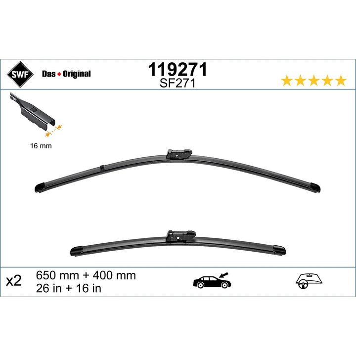 Lamela Stergator Fata 119271 Bmw X1 Citroën C3 Aircross 2 Forthing U-Tour Honda Zr-5 Opel Crossland 10 Seat Arona/Leon