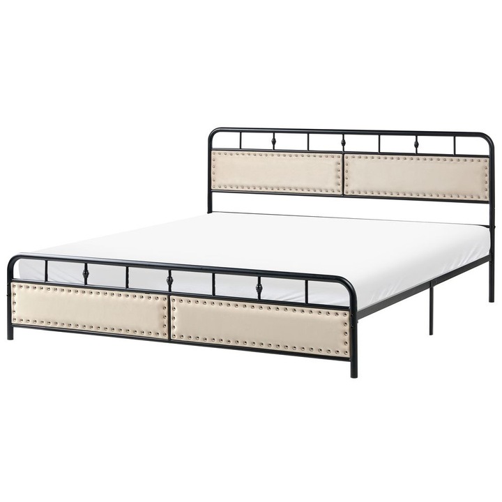 Pat cu lamele Metal Breuillet 180 x 200 cm Negru