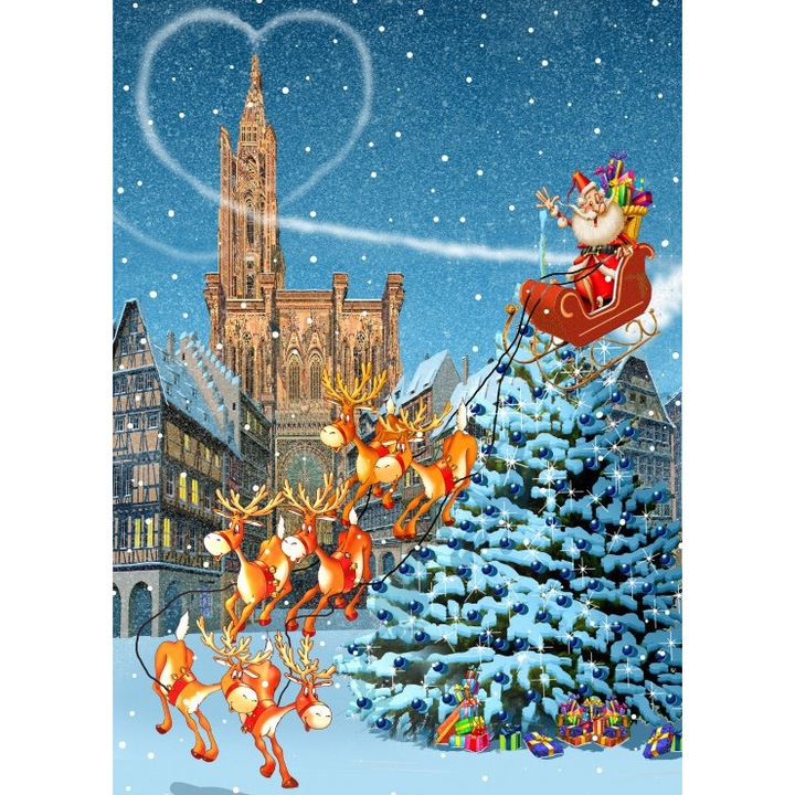 Puzzle 12 db-os Bluebird Puzzle - Francois Ruyer: Cathedrale de Strasbourg a Noel (Bluebird-Puzzle-F-90410)