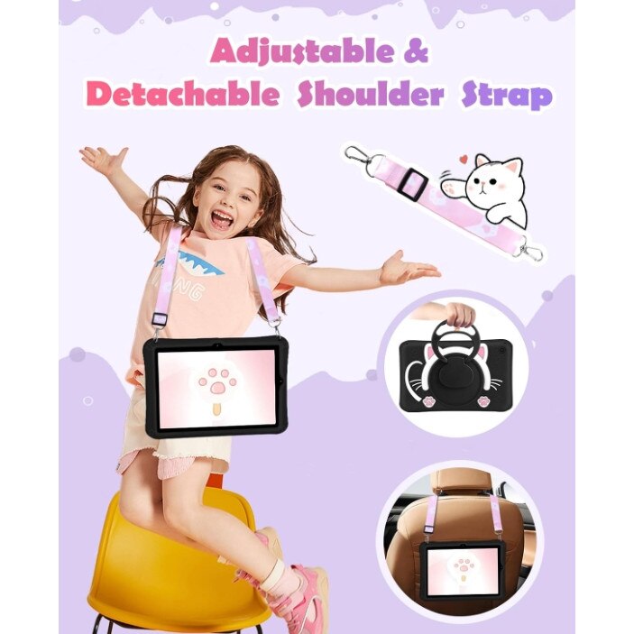 Husa de protectie pentru tableta, ZYNORO®，suport rotativ, 11 inch, Cu snur，Compatibila cu Samsung Tab A9 Plus, negru