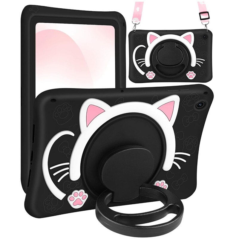 Husa de protectie pentru tableta, ZYNORO®，suport rotativ, 8.7 inch, Cu snur，Compatibila cu Samsung Tab A9, negru