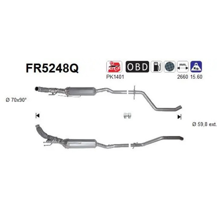 Korom-/részecskeszűrő, kipufogórendszer Fr5248Q Citroën C5 3 Peugeot 508 1/508 Sw 1