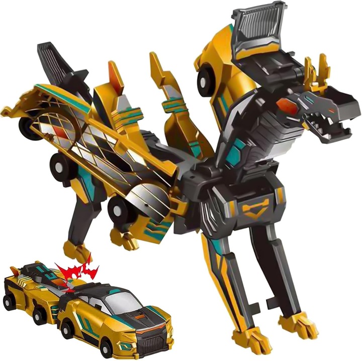 Sárkány transzformátor játék 2 mágneses csatlakozású autóval, ideális ajándék gyerekeknek