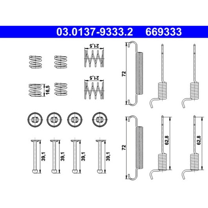 Комплект аксесоари, накладки за ръчна спирачка 03.0137-9333.2 Hyundai Ix35 Kia Sportage 3