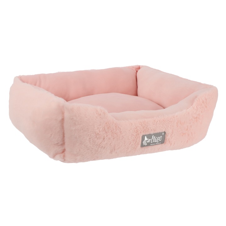 Pat pentru caini, HugMe, Dingo, mic dreptunghiular, roz 50x40x15cm