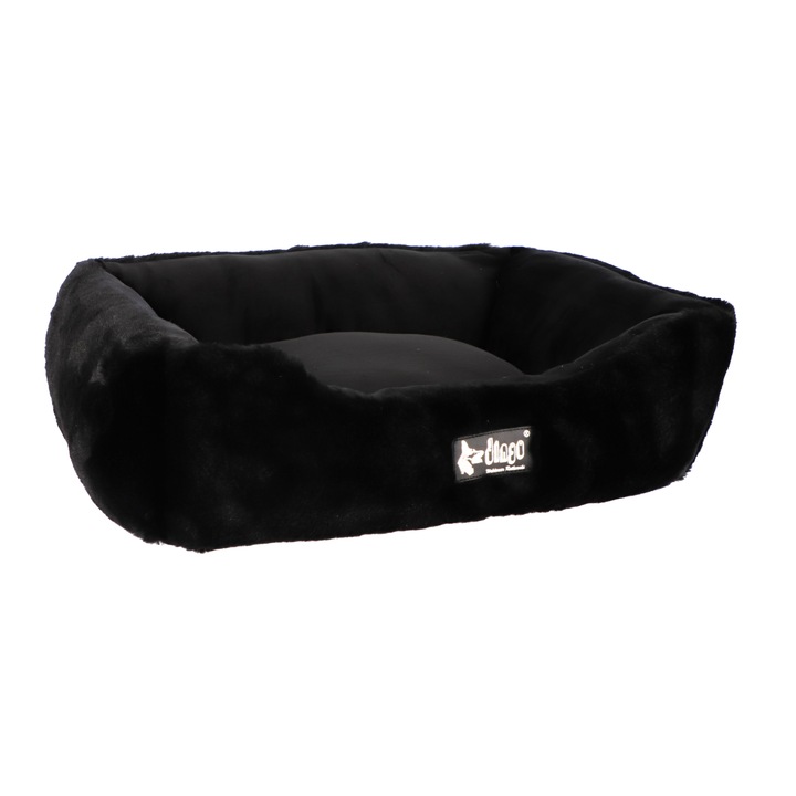 Pat pentru caini, HugMe, Dingo, mic dreptunghiular, negru 50x40x15cm