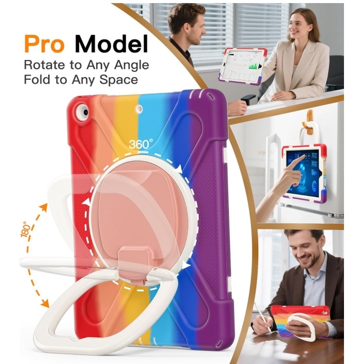 Husa de protectie pentru tableta, ZYNORO®，suport rotativ, 8.7 inch, Cu snur，Compatibila cu Samsung Tab A9, Rosu/Violet