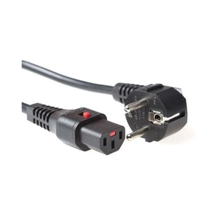 ACT Powercord Schuko CEE 7/7 male (angled) - C13 IEC Lock 1m Black, 285597, Kábel