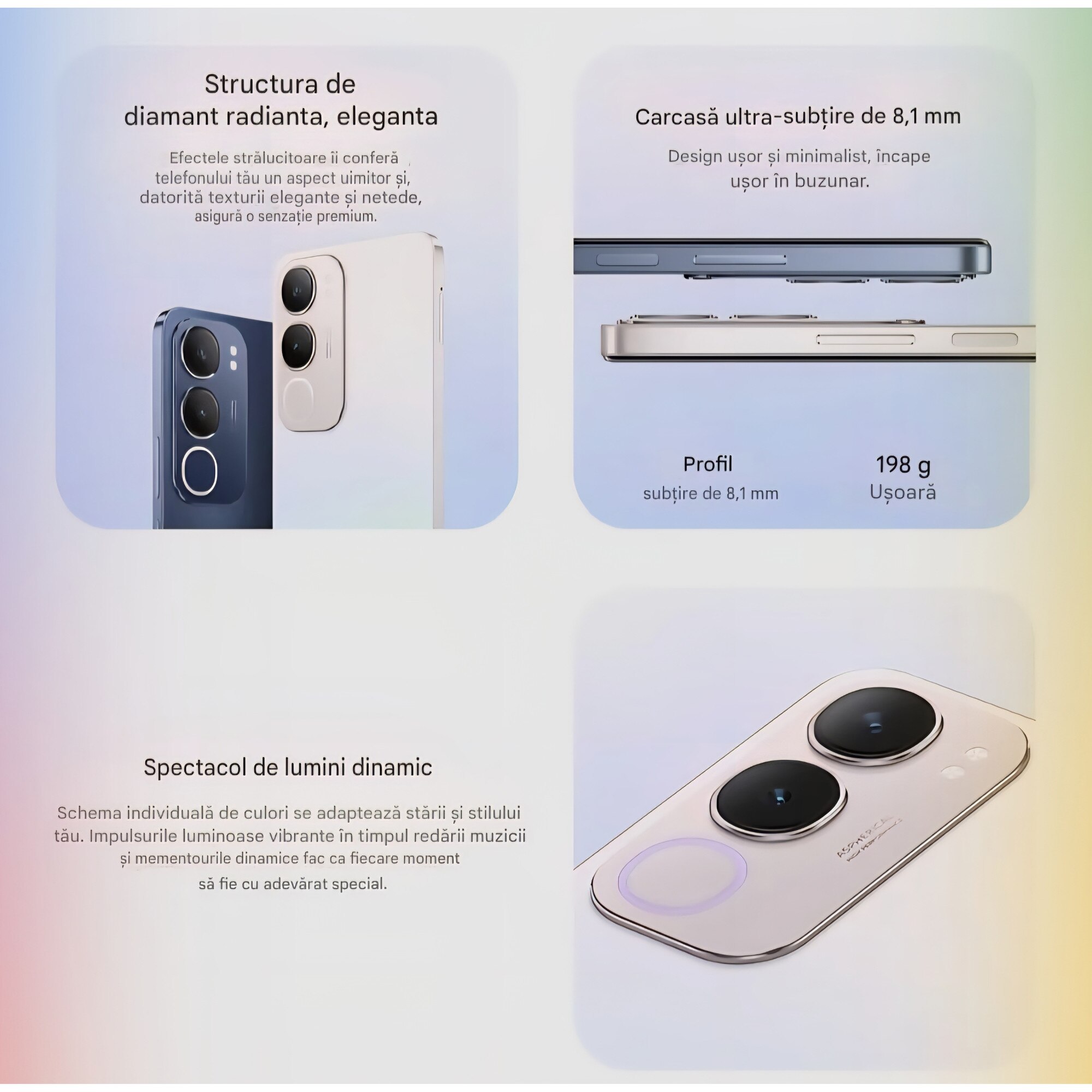 Telefon mobil vivo Y19s, Dual SIM, 6GB RAM + 128GB stocare, RAM extins 6GB, ecran LCD 6.68" 90Hz, camera 50 MP, baterie 5150 mAh, NFC, IP64, albastru