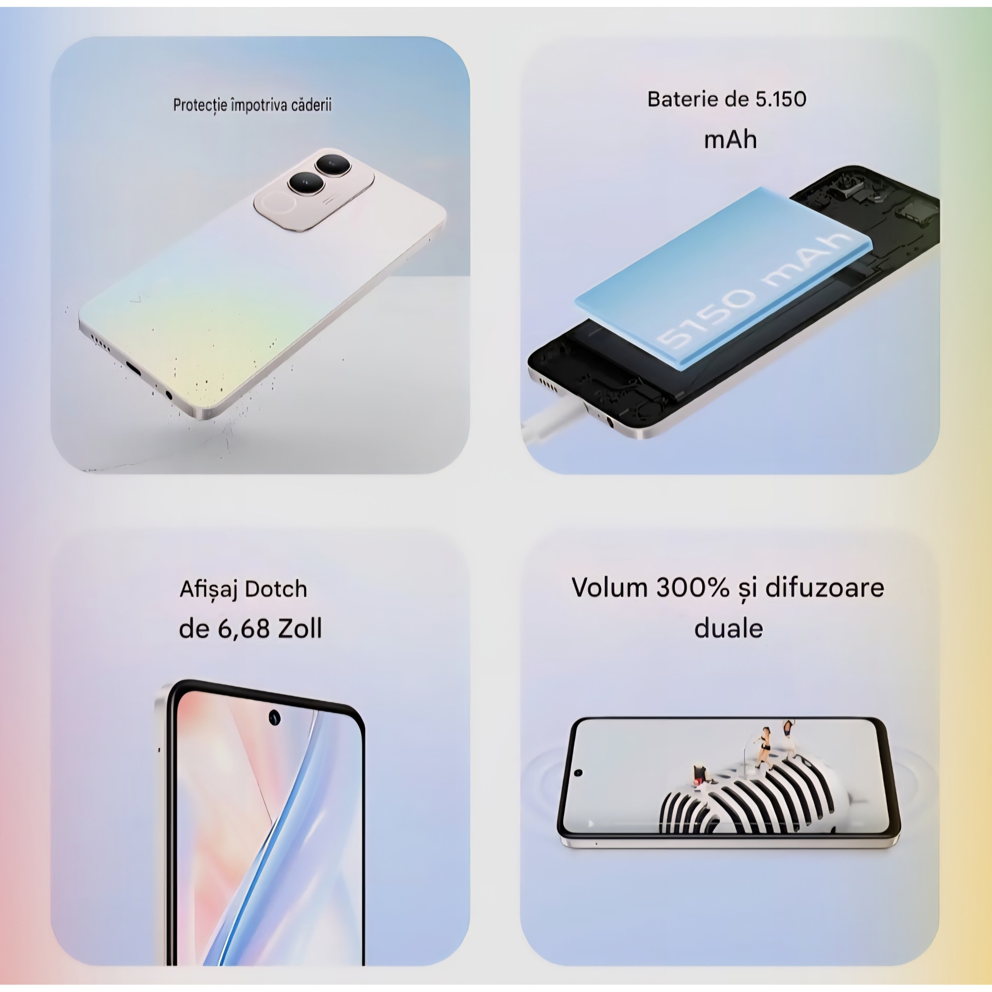 Telefon mobil vivo Y19s, Dual SIM, 6GB RAM + 128GB stocare, RAM extins 6GB, ecran LCD 6.68" 90Hz, camera 50 MP, baterie 5150 mAh, NFC, IP64, albastru