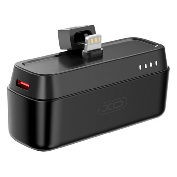 Xo pr244 vésztöltő lightning aljzat, 5000mah, 20w, gyorstöltő, kitámasztó, led jelzés, fekete