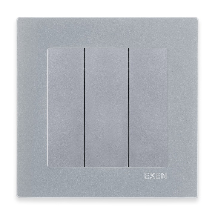 Hármas kapcsoló, süllyesztett csatlakozó, ezüst érintkező + ezüst keret EXEN