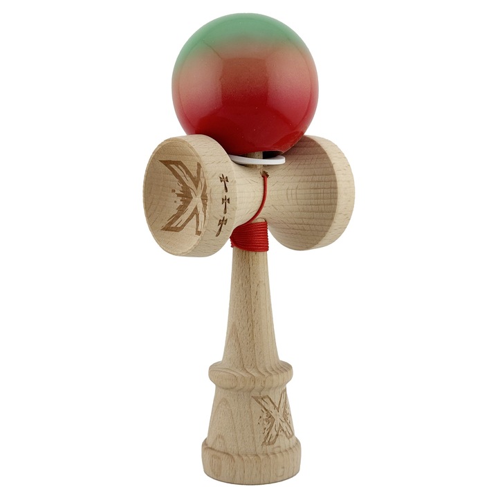 Kendama Originala, King Size V3, Super Sticky, Gradient Verde Portocaliu Rosu