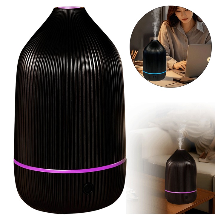 Juksun párásító, fekete, 100 ml, egygombos működtetés, RGB fények