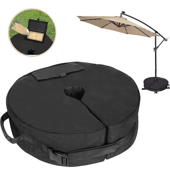 Greutăți pentru umbrele de grădină, saci de nisip, impermeabili, negru, 48x15cm