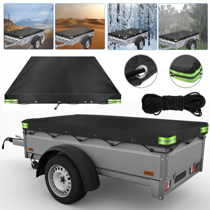 Prelata pentru remorca, impermeabila, 214x122x11cm, material Oxford, benzi reflectorizante