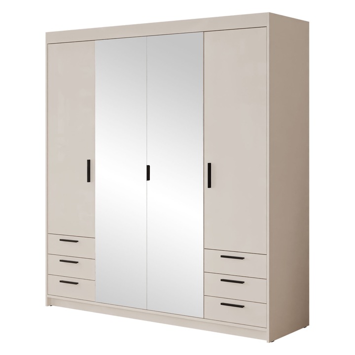 Dulap cu oglinda Melen 4D6S, MIRJAN 24, bej nisip, 53x177x191 cm