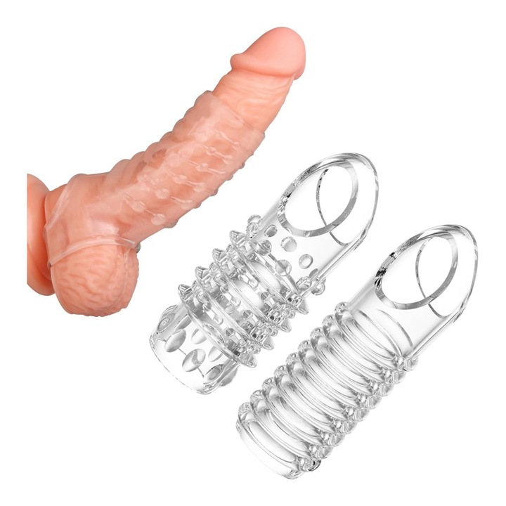 2 darab péniszgyűrű készlet, TPE, átlátszó, 11x11,5 cm