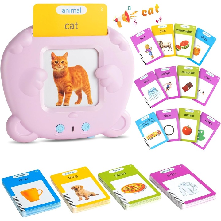 Jucărie educativă Brinny, set cu 112 carduri duble, portabilă, 10x9x2cm, multicolor