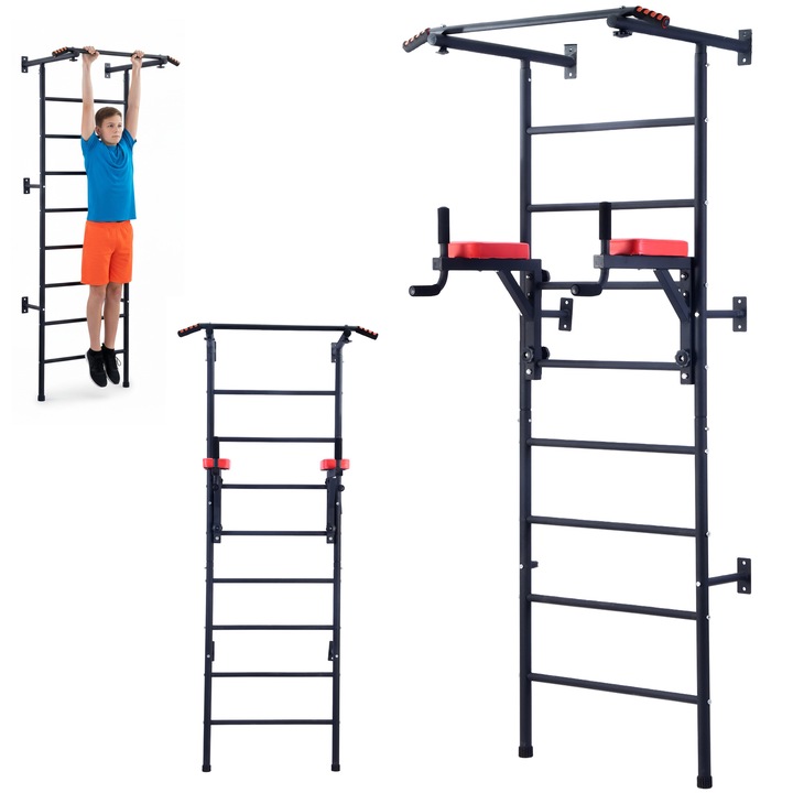 Scara de gimnastica Artnico, spalier, suport pentru exercitii abdominale, 225x100cm, capacitate 200kg