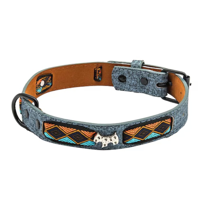 Zgarda pentru caine, marime L, otel inoxidabil, piele, multicolor