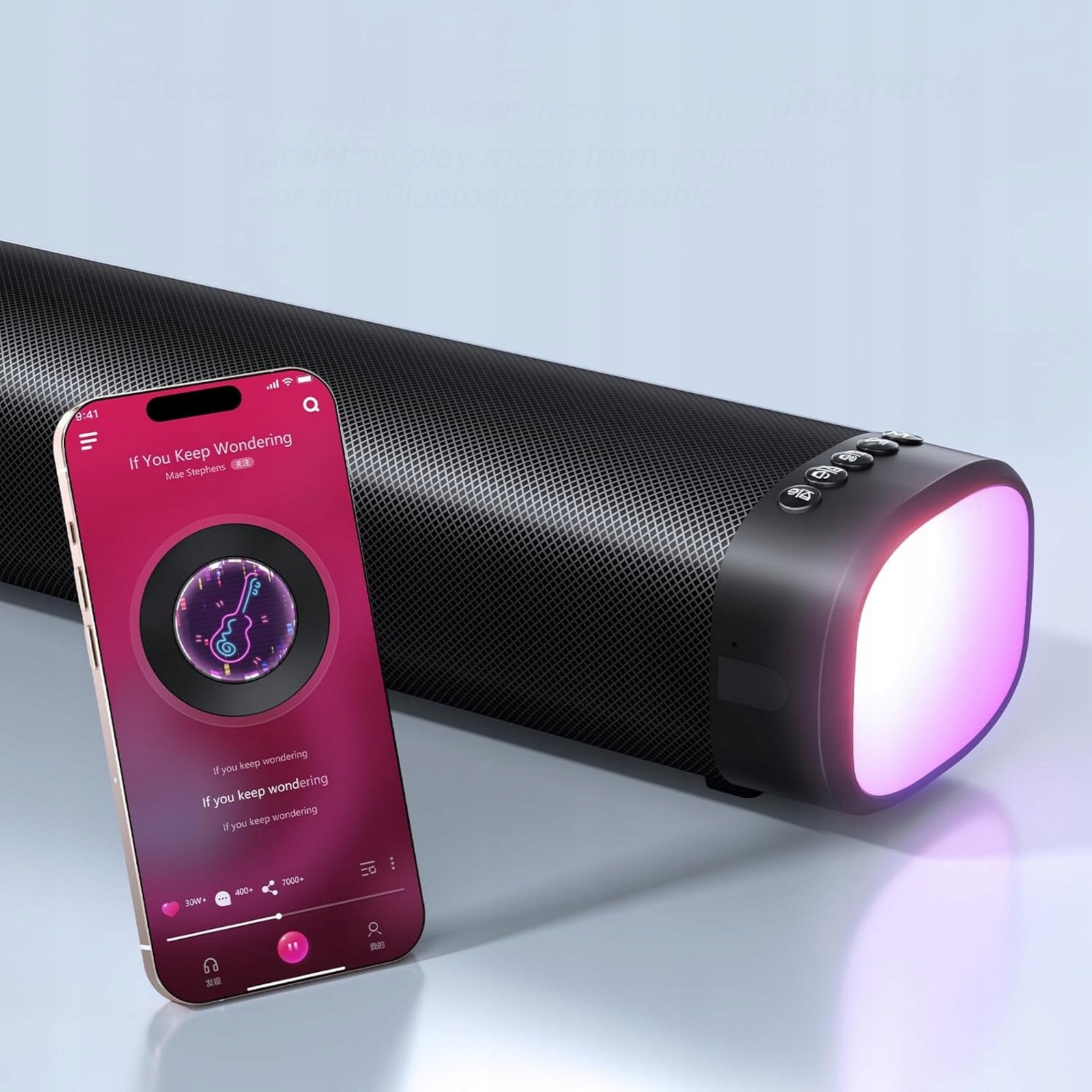 Vara de sunet VICALO 2.1 cu subwoofer integrat, iluminare RGB, Bluetooth, compactă