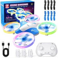 Mini drona Korffe cu telecomanda, 6 tipuri de lumini colorate reglabile, rotire la 360°, 3 baterii, 30 min, pentru copii cu varsta peste 6 ani