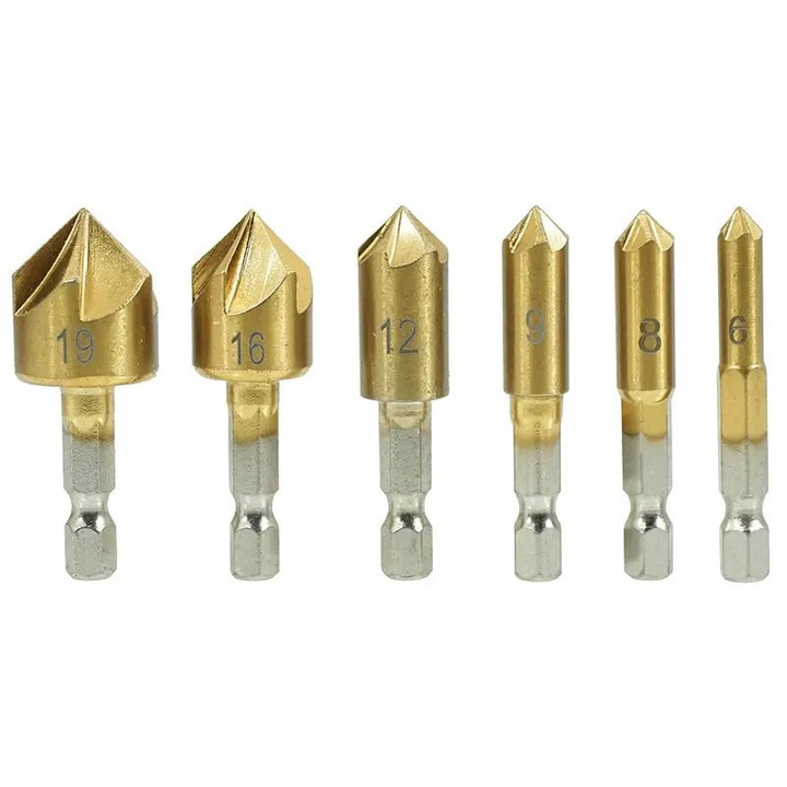 Freze hexagonale conice 6–19mm, set 6 bucati, Verke, V05045