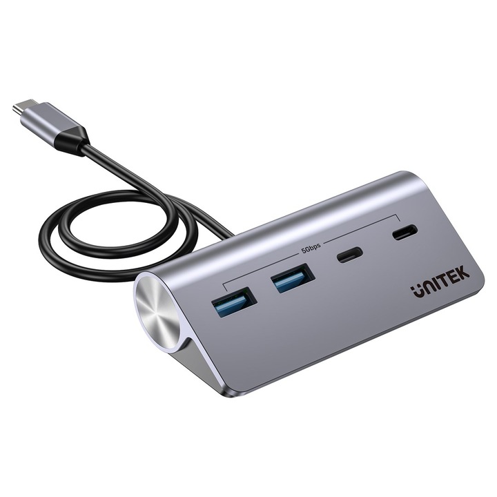 Хъб UNITEK, алуминиев модел, 2x USB-A, 2x USB-C, 5Gbps