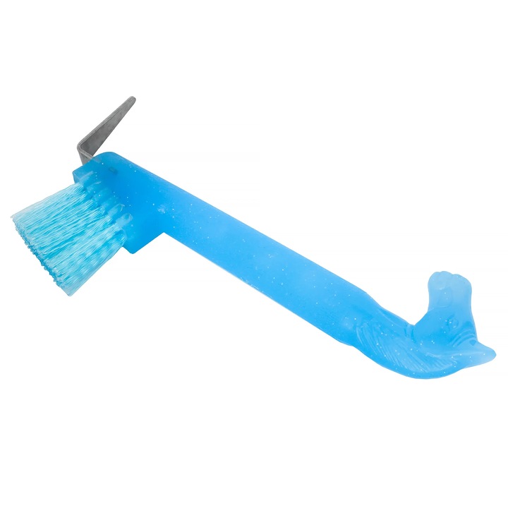 Perie Start, neon blue, cu maner ergonomic, metalica pentru curatarea copitelor