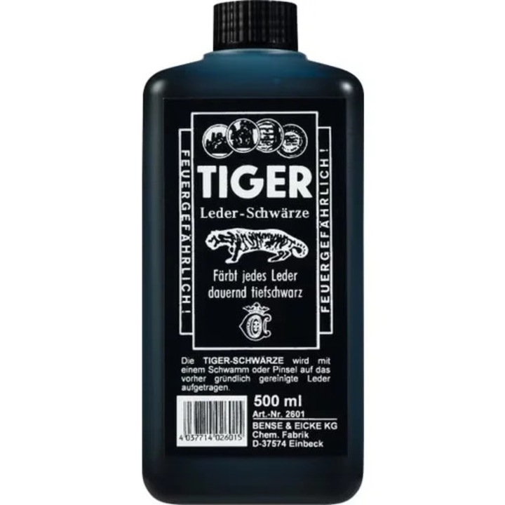 Vopsea pentru piele, Bense & Eicke, Tiger Leather Black, 500ml, neagra